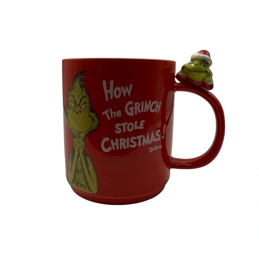 GRINCH CHRISTMAS MUG WITH MINI FIGURINE ON H